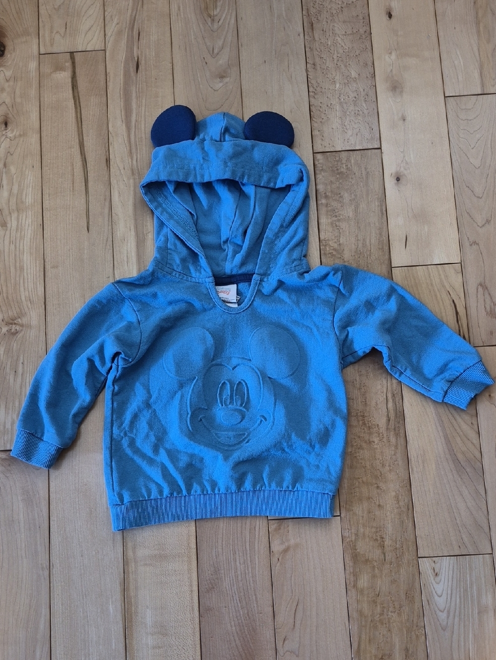 Boys Size 18m Disney Blue Mickey Mouse Hoodie with Ear Hood for Kids